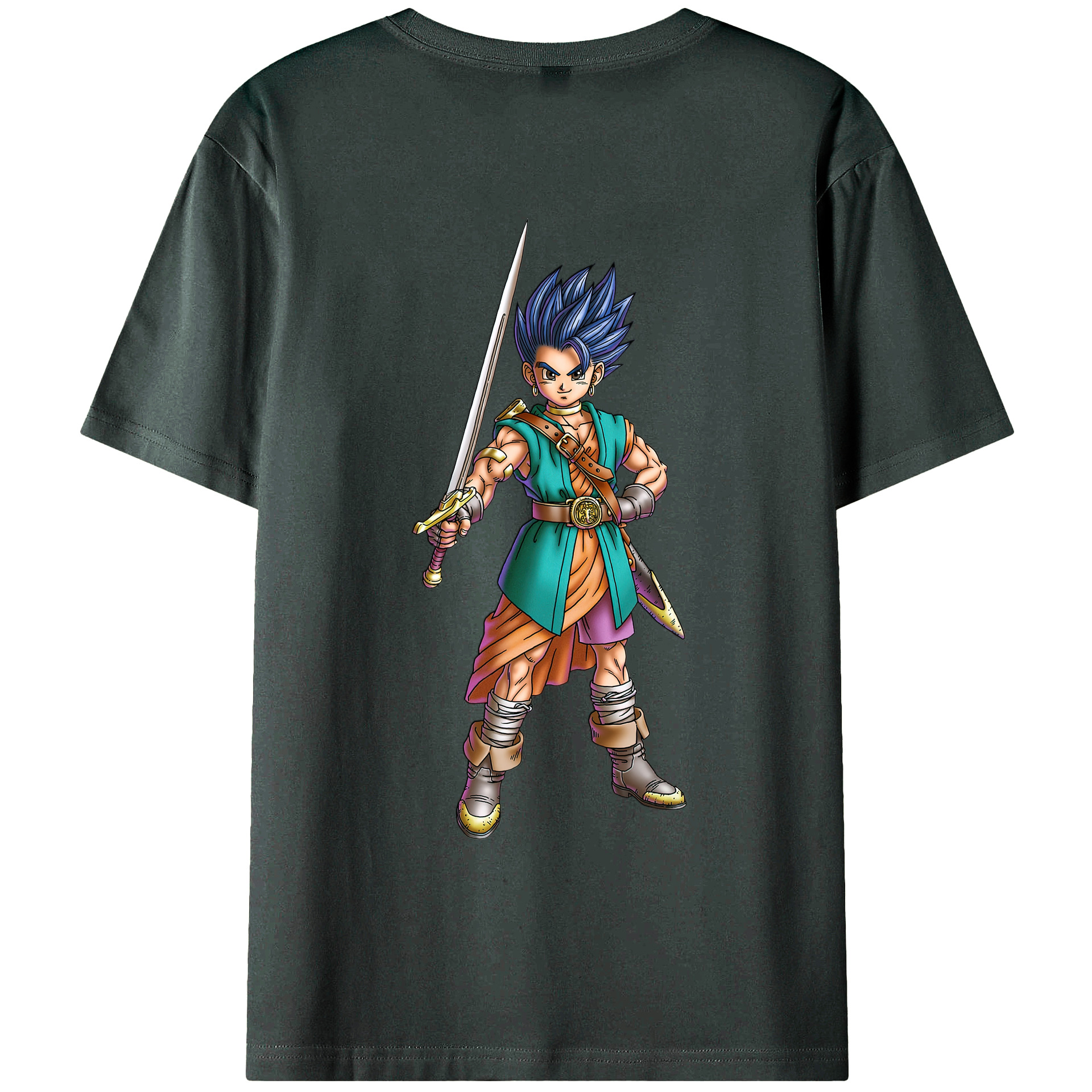 （画像用） ドラゴンクエスト Doragon Kuesuto Dragon Quest 綿100％ メンズ半袖Tシャツ（バックプリント） 通気性